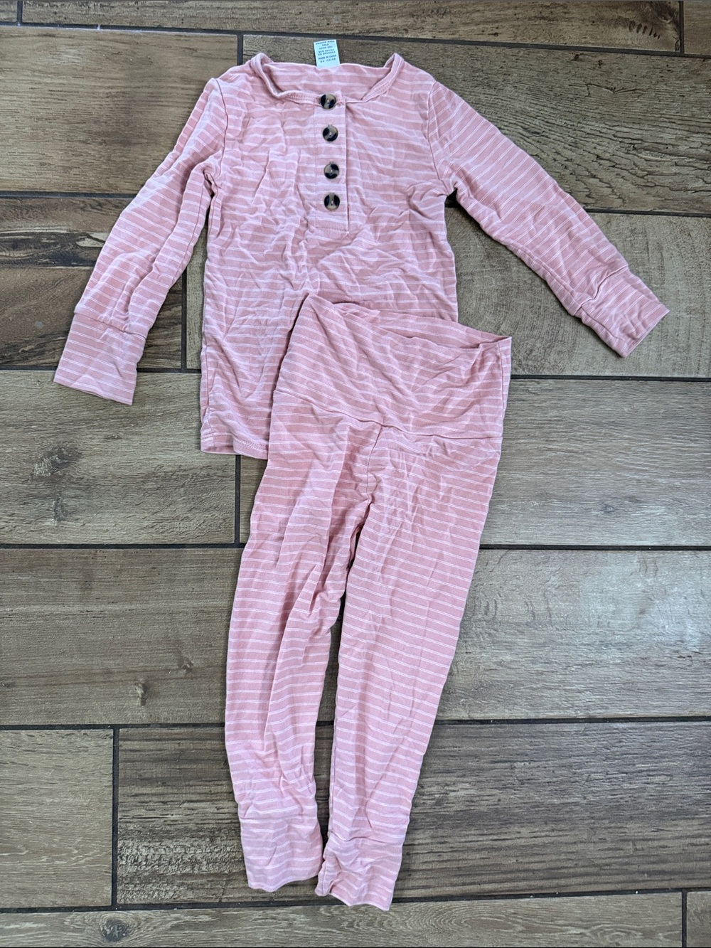 Lou Lou & Company Blush Pink Striped Henley Pajama Set
